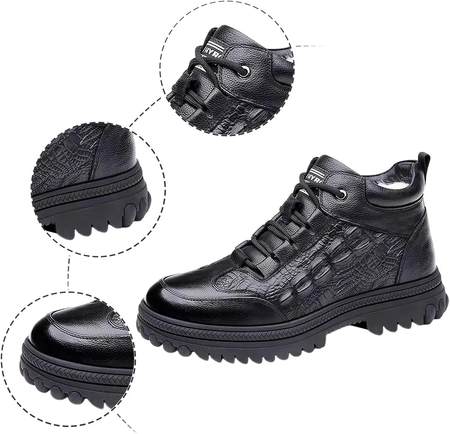 Mens Snow Boots Waterproof Warm Furry Lined Winter Boots Lace Up Cold Weather Anti-Slip Ankle Boots Comfortable Slip on Lightweight Hiking Shoes