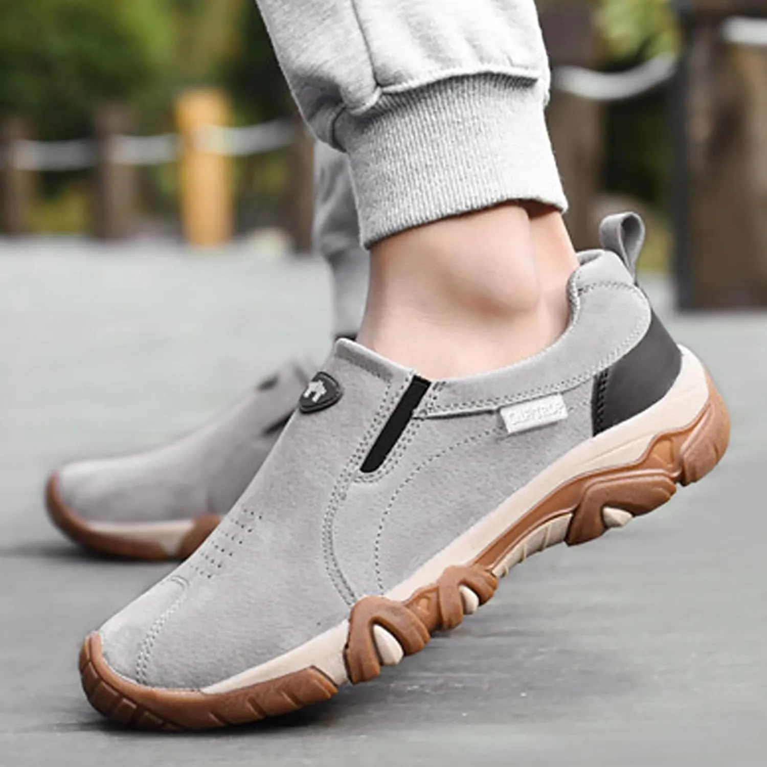 Men's Waterproof Hiking Shoes Breathable Comfortable Orthopedic Walking Shoes Slip on Outdoor Non Slip Sneakers Low Height Outdoor Boots Camping Travel Daily Walking Shoe Men