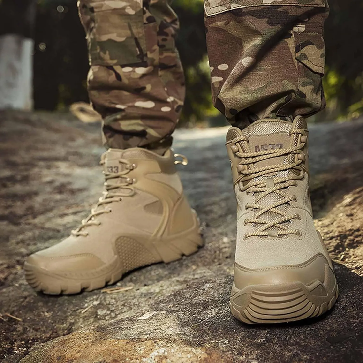 Men's Waterproof Hiking Work Boots, Water Proof Tactical Military Outdoor Desert Combat Boots with Sports Socks Durable Army Combat Boots
