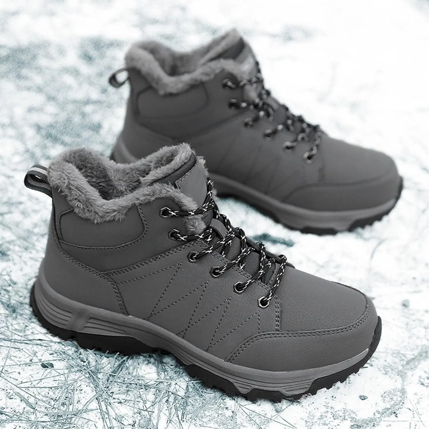 Mens Women Winter Snow Boots Casual Lightweight Waterproof Anti-Slip Fur Lined Backpacking Hiking Athletic Boots