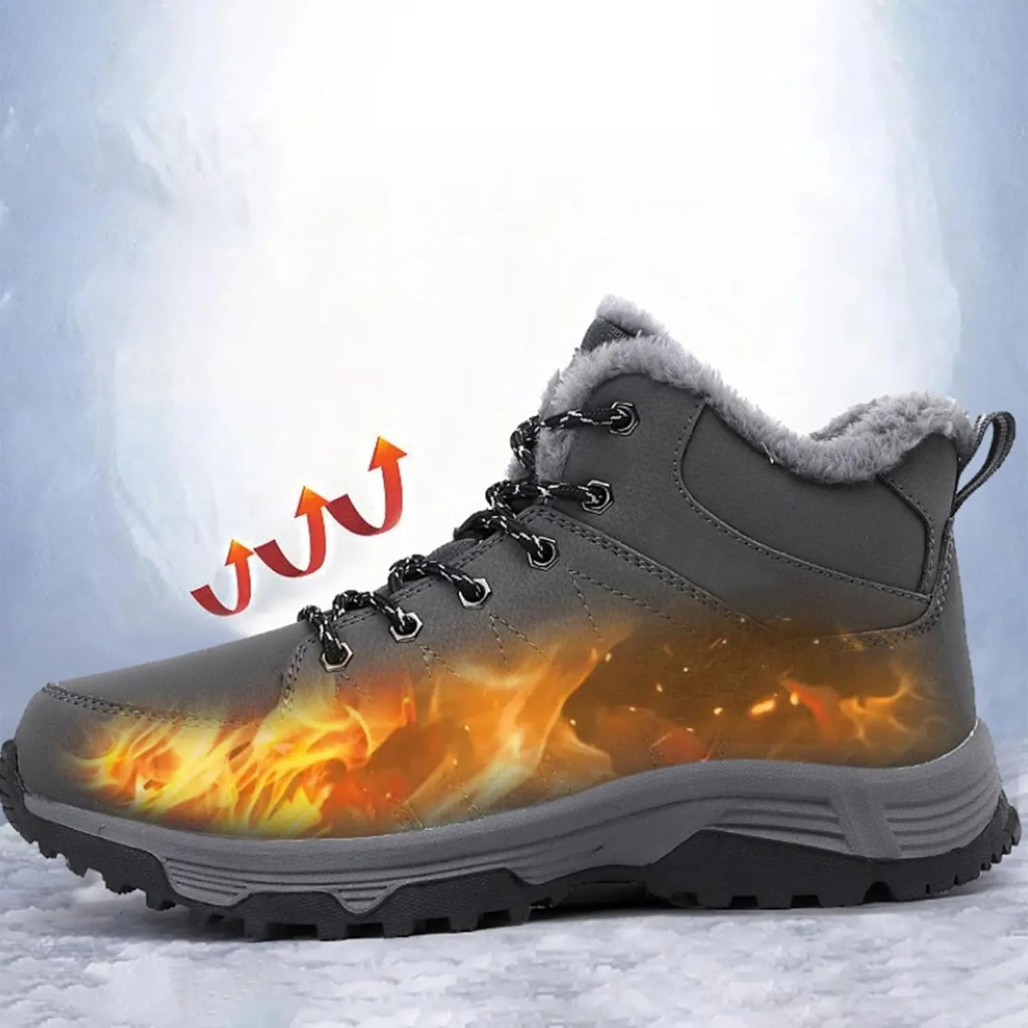 Mens Women Winter Snow Boots Casual Lightweight Waterproof Anti-Slip Fur Lined Backpacking Hiking Athletic Boots