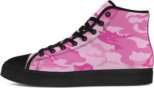 Men's Women's Pink Camouflage High Top Canvas Shoes High Top Sneakers Lace Up Casual Shoes Gifts for Men Women