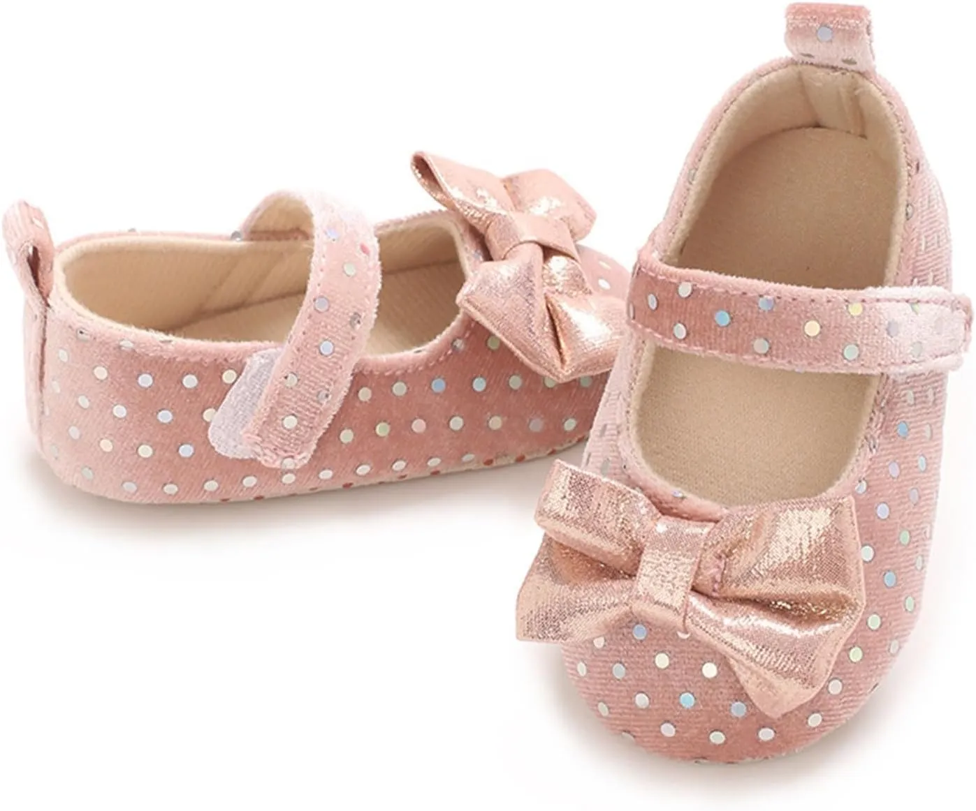 Newborn Baby Girl Bowknot Dress Shoes Infant Mary Jane Flat Non Slip First Walking Soft Sole Wedding Dress Shoes