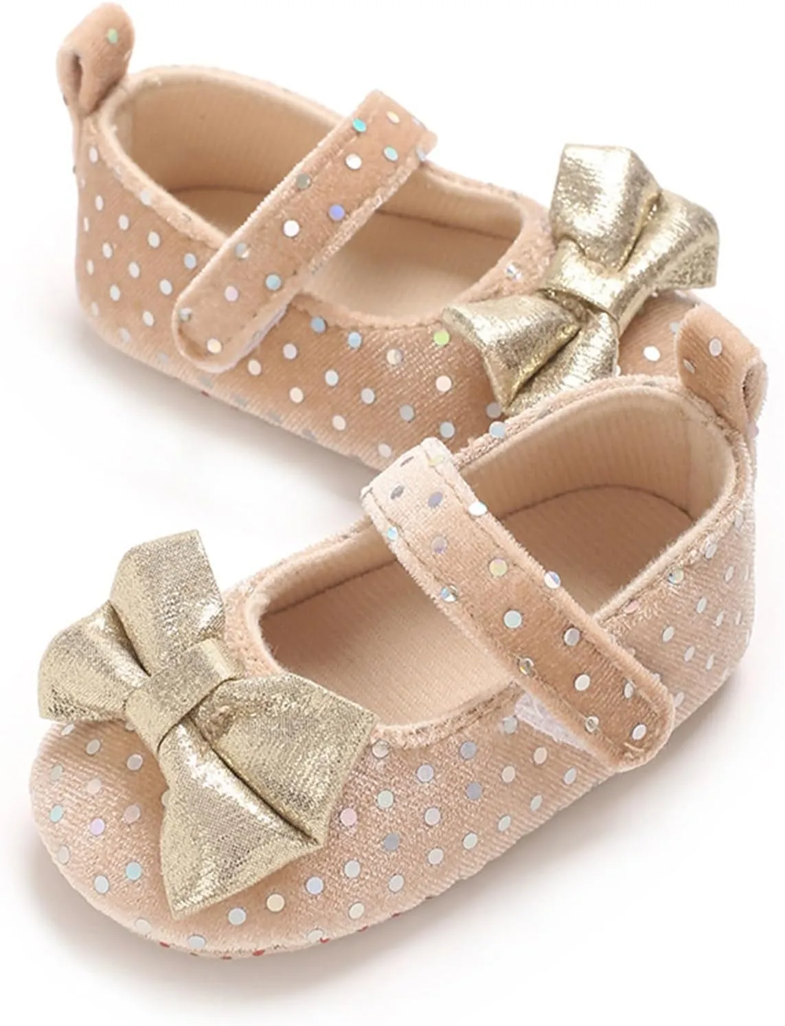 Newborn Baby Girl Bowknot Dress Shoes Infant Mary Jane Flat Non Slip First Walking Soft Sole Wedding Dress Shoes