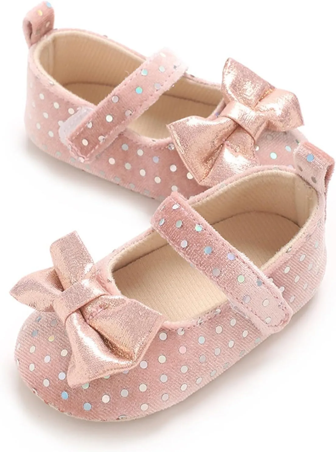Newborn Baby Girl Bowknot Dress Shoes Infant Mary Jane Flat Non Slip First Walking Soft Sole Wedding Dress Shoes