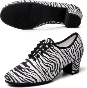 ONAIC Womens Standard Ballroom Dance Shoes Lace Up Practice Latin Dance Shoes Breathable Modern Salsa Dance Performance Shoes