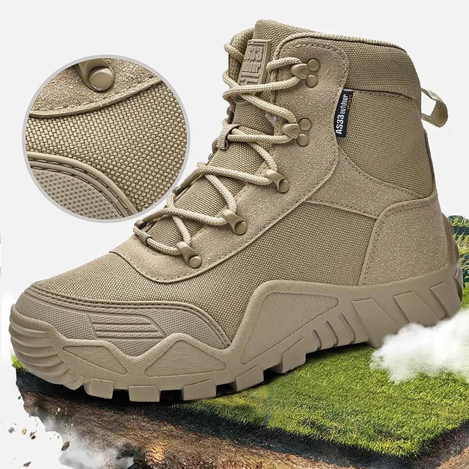 Outdoor Men's Tactical Military Boots, Men's Waterproof Hiking Boots with Sports Socks Lightweight Work Boots Tactical Combat Military Durable Boots