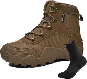 Outdoor Men's Tactical Military Boots, Men's Waterproof Hiking Boots with Sports Socks Lightweight Work Boots Tactical Combat Military Durable Boots