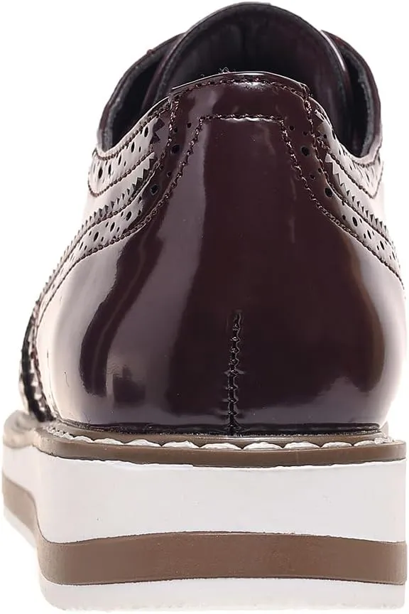 Oxford Shoes for Women Platform Lace Up Wingtips Brogues Round Toe Business Dress Shoes