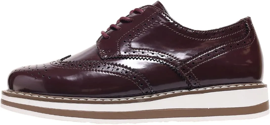 Oxford Shoes for Women Platform Lace Up Wingtips Brogues Round Toe Business Dress Shoes