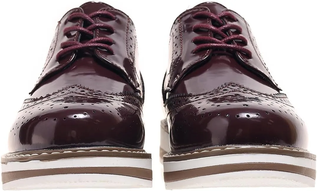Oxford Shoes for Women Platform Lace Up Wingtips Brogues Round Toe Business Dress Shoes