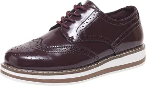 Oxford Shoes for Women Platform Lace Up Wingtips Brogues Round Toe Business Dress Shoes