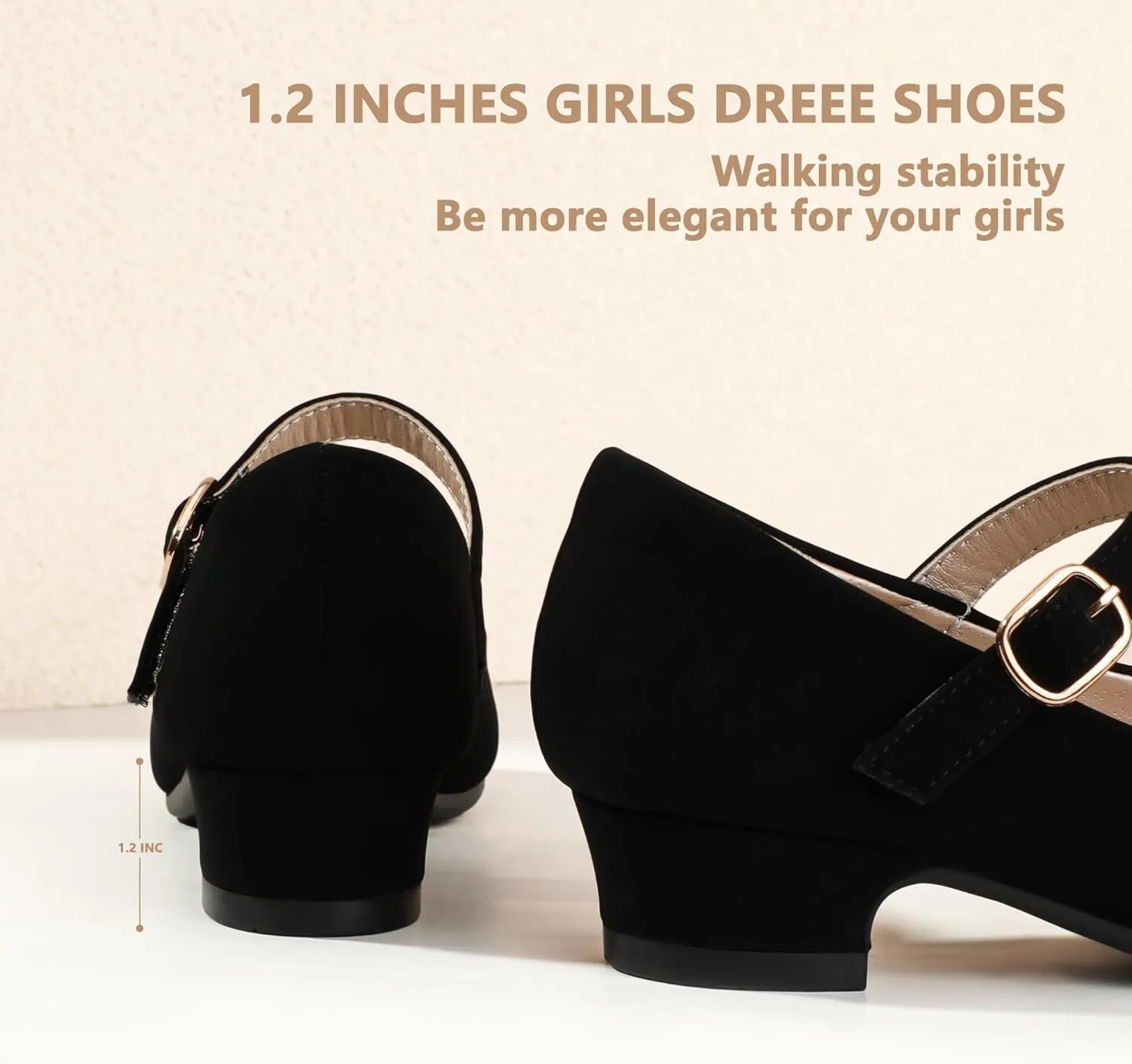 PANDANINJIA Girls Dress Shoes Toddler Little Big Kid Chunky Heels Wedding Party School PNEMY Flower Girl Shoes