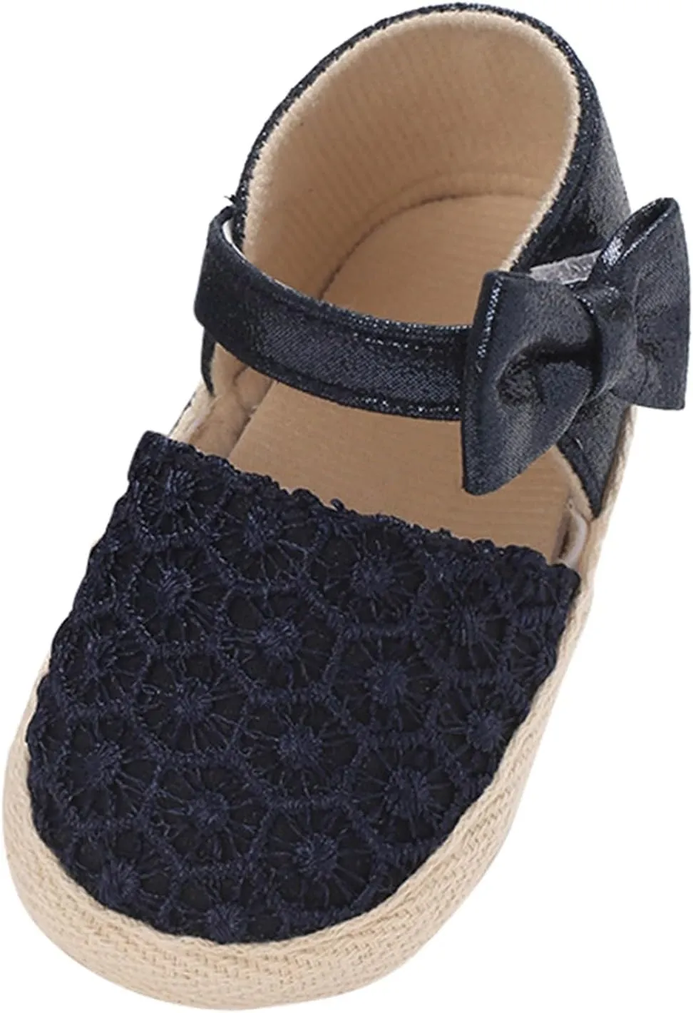 Prewalker Baby Girl Princess Shoes Comfortable Closed Toe Mary Jane Flats Soft Sole Bowknot Wedding Dress Shoes