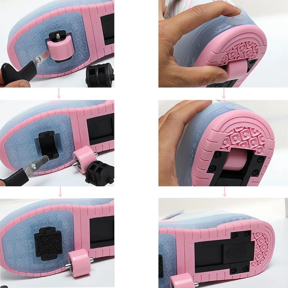 Roller Shoes Girls Sneakers USB Rechargeable 2 Wheels Shoes Roller Skates for Beginner Trainers 16 Modes LED Light Up Flashing Sneaker for Unisex Kids Skate Boys Stylish Footwear Gifts