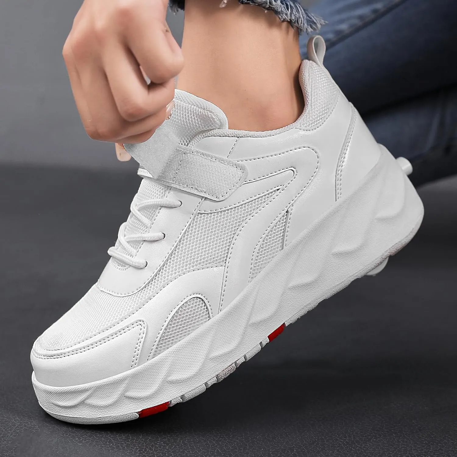 Roller Skate Shoes for Boys Girls Detachable Skate Shoes with Wheels Fashion Sneaker for Kids Christmas Birthday Show Gift