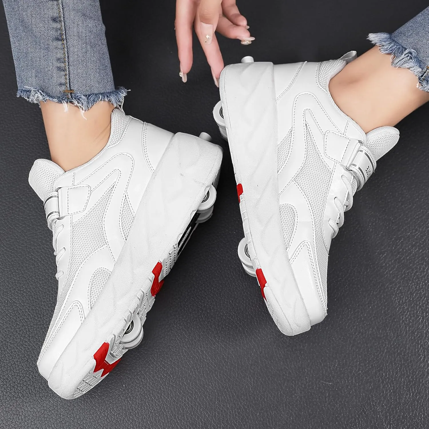 Roller Skate Shoes for Boys Girls Detachable Skate Shoes with Wheels Fashion Sneaker for Kids Christmas Birthday Show Gift