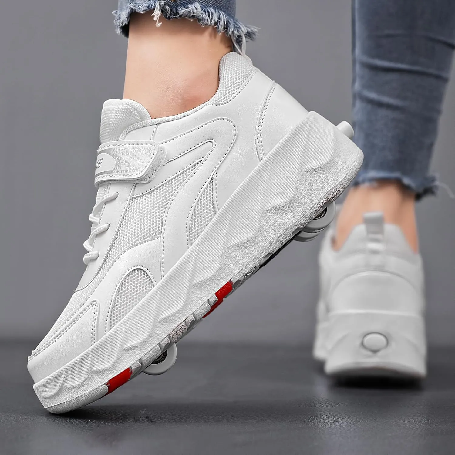 Roller Skate Shoes for Boys Girls Detachable Skate Shoes with Wheels Fashion Sneaker for Kids Christmas Birthday Show Gift