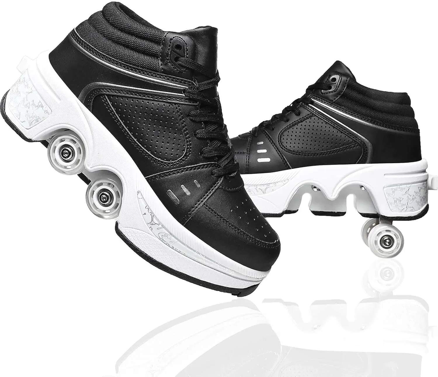 Roller Skate Shoes for Men, Double-Row Deform Wheel Automatic Walking Shoes, Retractable Roller Skate, Shoes with Wheels, Skating Shoes for Outdoor Fun & Fitness