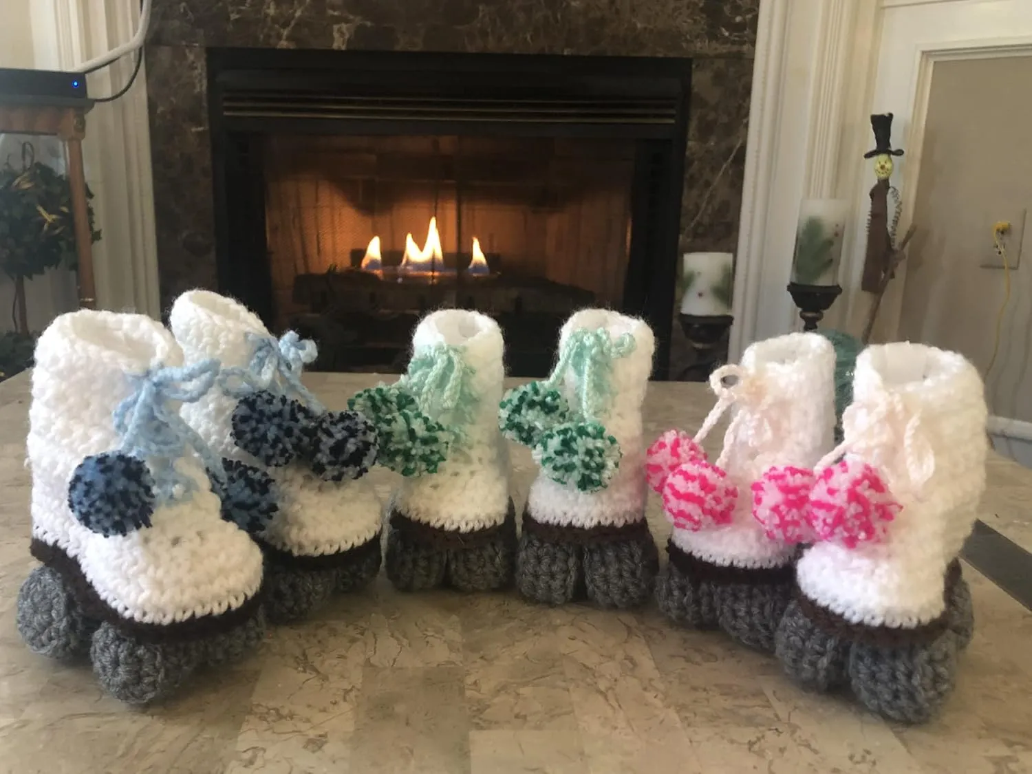 Roller Skate Style Baby Booties (Blue Confetti)