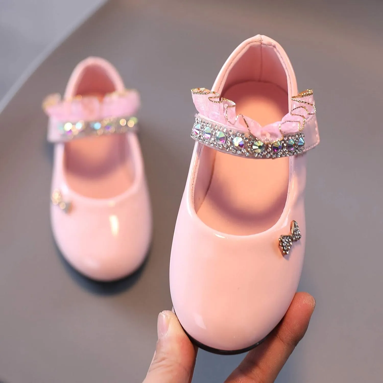 ??rystal Lace Princess Mary Jane Dress Shoes Princess Low Heel Dance Shoes Par??y Wedding Slip On Ballet Flat??