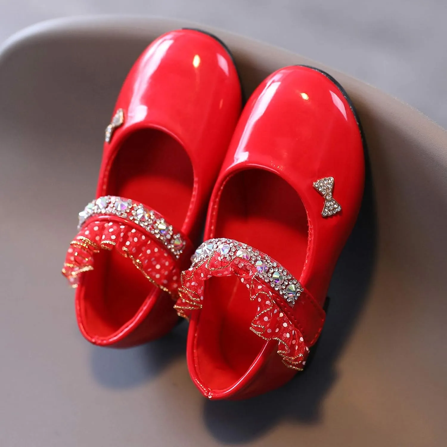 rystal Lace Princess Mary Jane Dress Shoes Princess Low Heel Dance Shoes Pary Wedding Slip On Ballet Flat