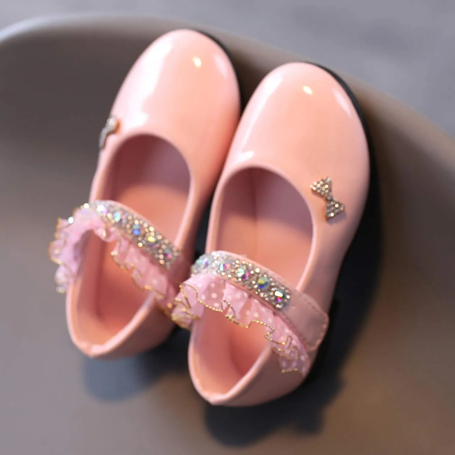 ??rystal Lace Princess Mary Jane Dress Shoes Princess Low Heel Dance Shoes Par??y Wedding Slip On Ballet Flat??