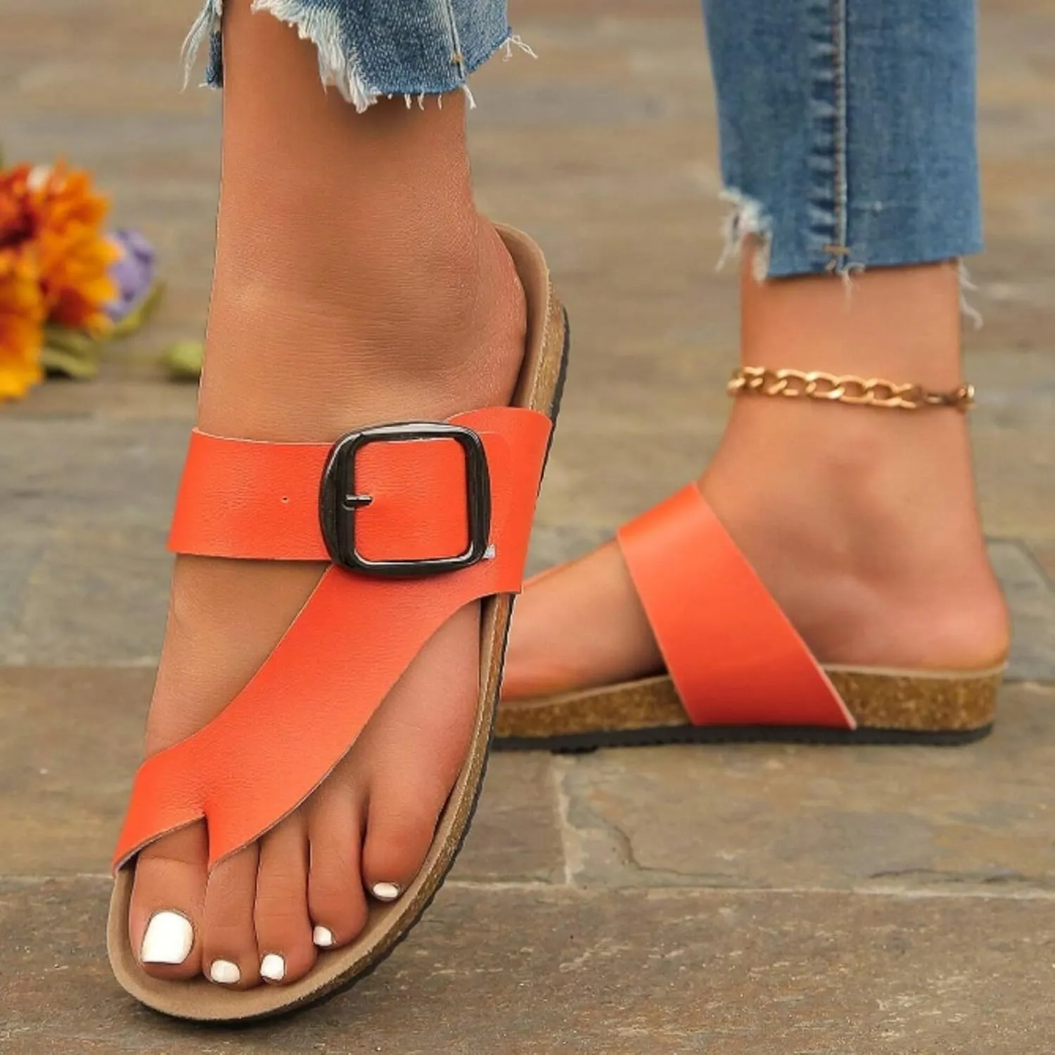 Sandals Womens Open Toe Casual Summer Slippers With Arch Support Comfortable Footbed Sandal Women Dressy Flip Flops