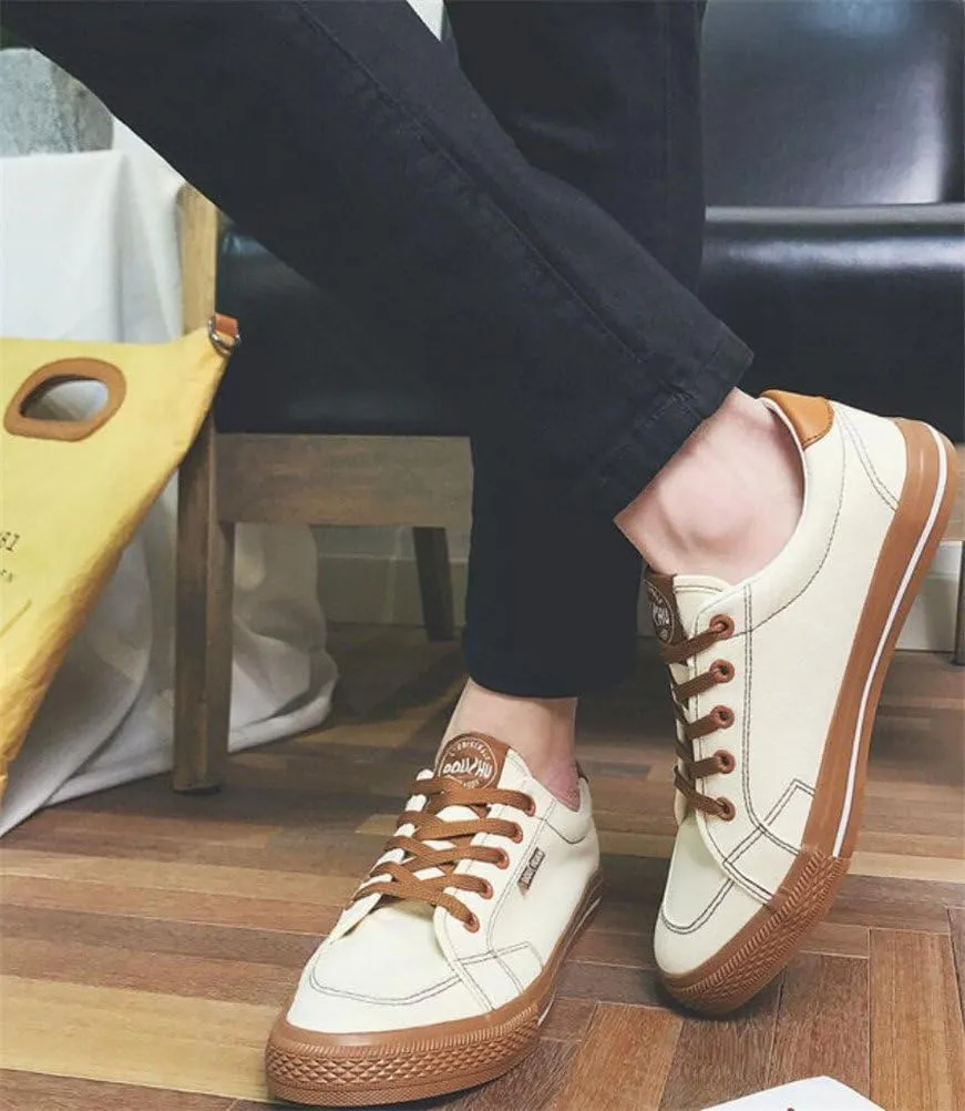 SATUKI Canvas Shoes for Men,Skate Shoes,Casual Lace Up Athletic Lightweight Soft Fashion Sneakers