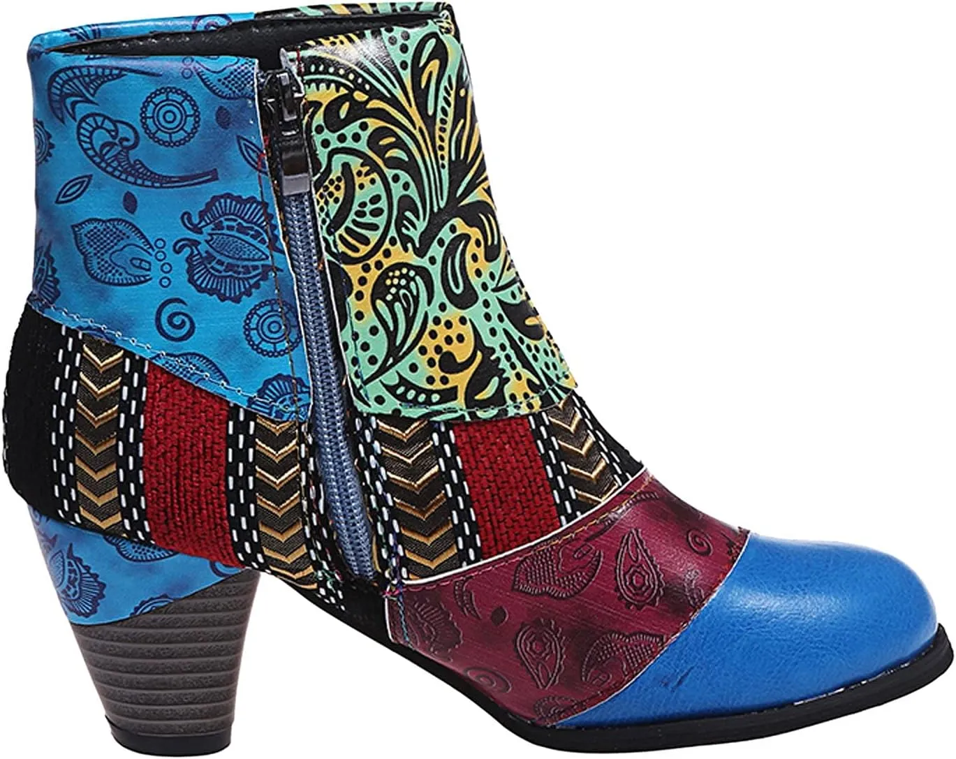 SBGMoSJ Ankle Boots Men Western High Heels Ankle Boots for Women Womens Black Dress Boots Ankle Wide Ankle Booties Women's Ankle Boots Blue Leather