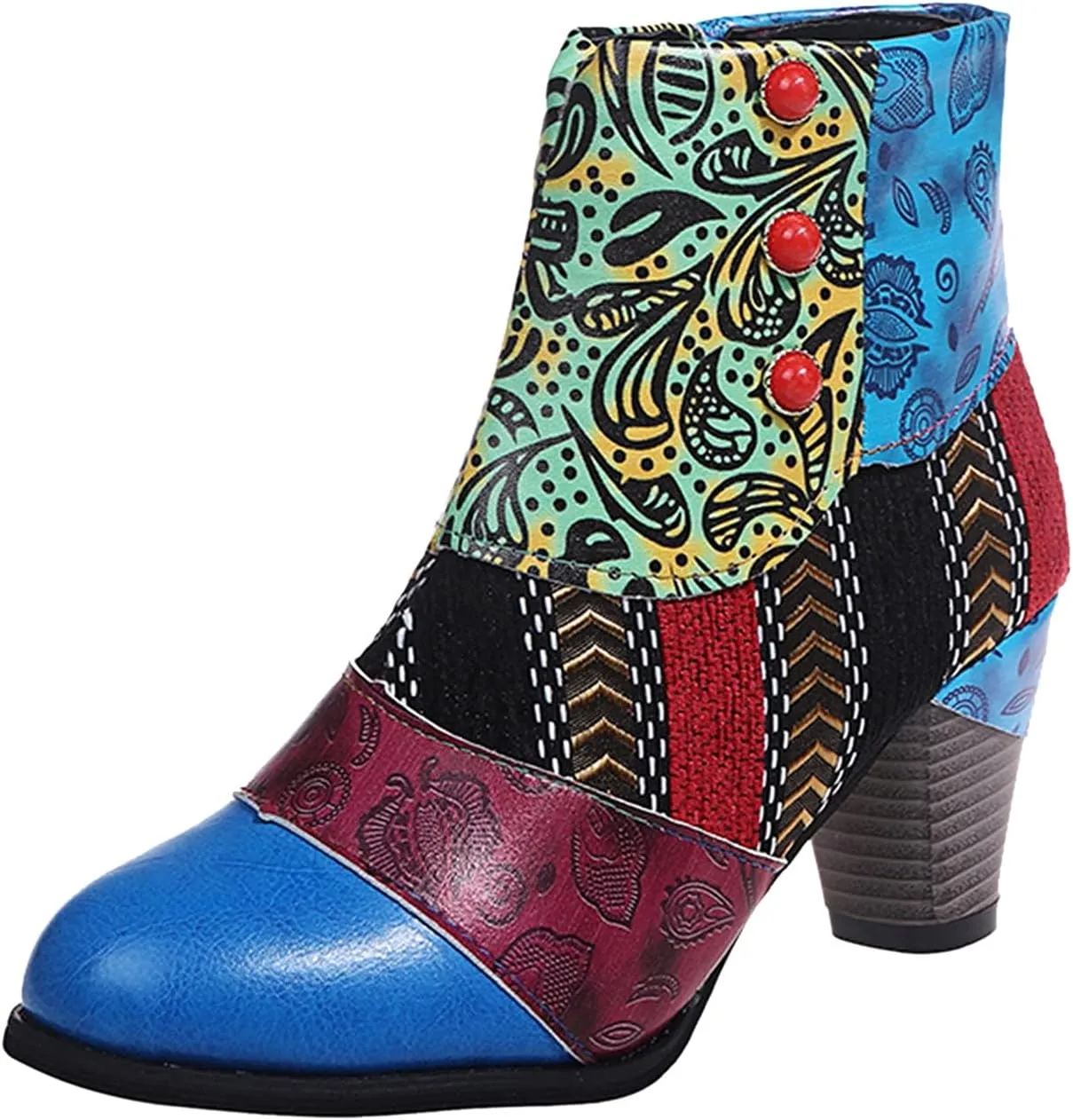 SBGMoSJ Ankle Boots Men Western High Heels Ankle Boots for Women Womens Black Dress Boots Ankle Wide Ankle Booties Women's Ankle Boots Blue Leather