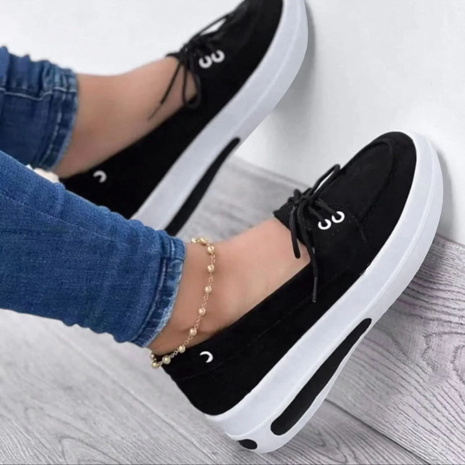 SBGMoSJ Platform Wedge Sneakers for Women Dressy Sneakers for Women 2023 Slip On Wide Black Shoes Women Sneakers Chunky Women's Sneakers Wide Toe Box Athletic Walking Shoes Women Wide Toe Box