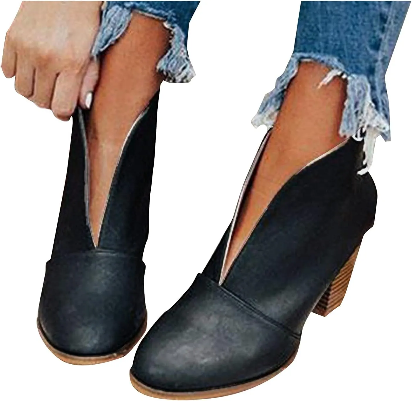 SBGMoSJ Womens Ankle Boots Low Heel Orthopedic Ankle Boots for Women Low Heel Comfort Womens Leather Ankle Boots Wide Width Wide Width Shoes for Women Mules Cowboy Boots for Women Booties Ankle