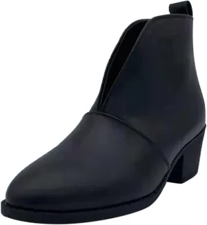 SBGMoSJ Women's Leather Ankle Boots Shoes Zipper Winter Booties Women Ankle Boots Black Ankle Cowboy Boots for Women Low Heel Black Booties for Women with Studs Fall Ankle Boots for Women Heel