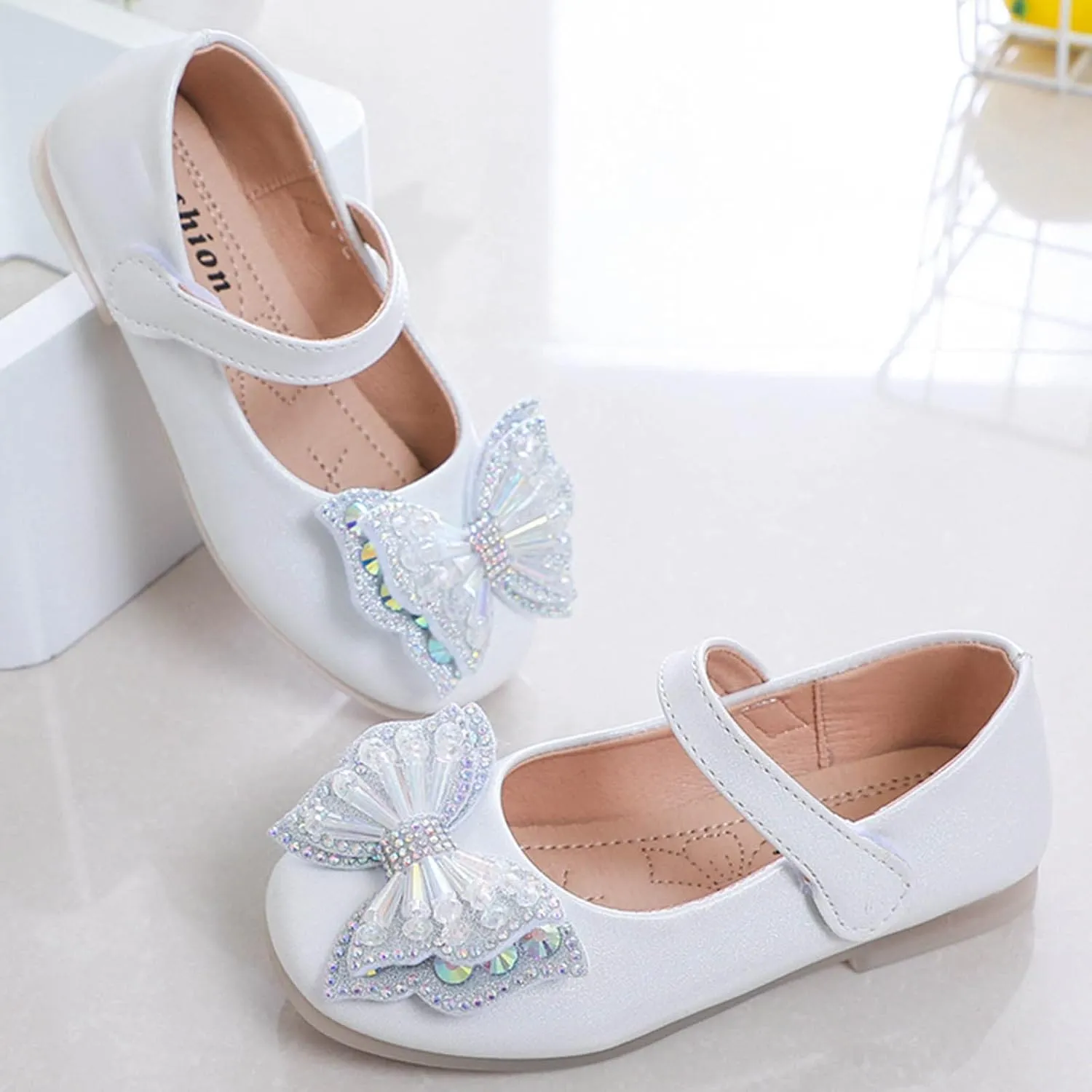 Sequins Bowknot Mary Jane Flat for Girls Party Wedding Ballerina Shoes Ballet Dance Toddler Princess Dress Shoes