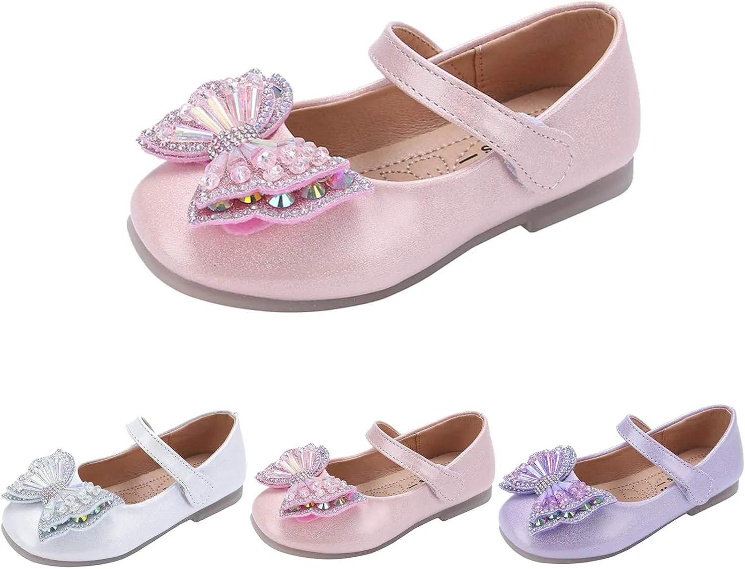 Sequins Bowknot Mary Jane Flat for Girls Party Wedding Ballerina Shoes Ballet Dance Toddler Princess Dress Shoes
