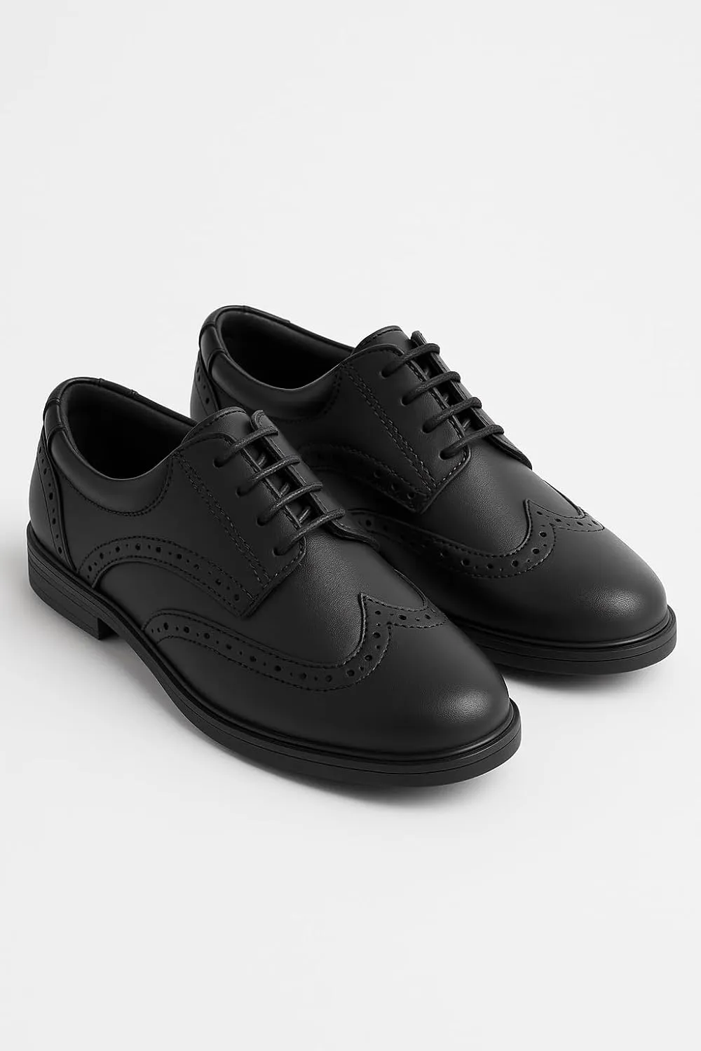 SIRRI Boys?? Derby Dress Shoes - Black Wingtip Brogue Lace-Up Wedding Prom Formal Footwear