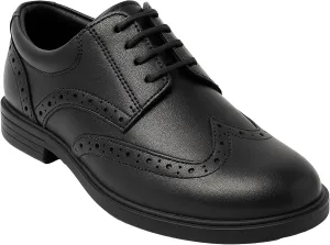 SIRRI Boys?? Derby Dress Shoes - Black Wingtip Brogue Lace-Up Wedding Prom Formal Footwear