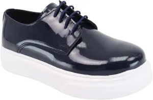 SIRRI Boys' Patent Platform Derby Shoes ?C Lace-Up Formal Smart Wedding & Prom Footwear