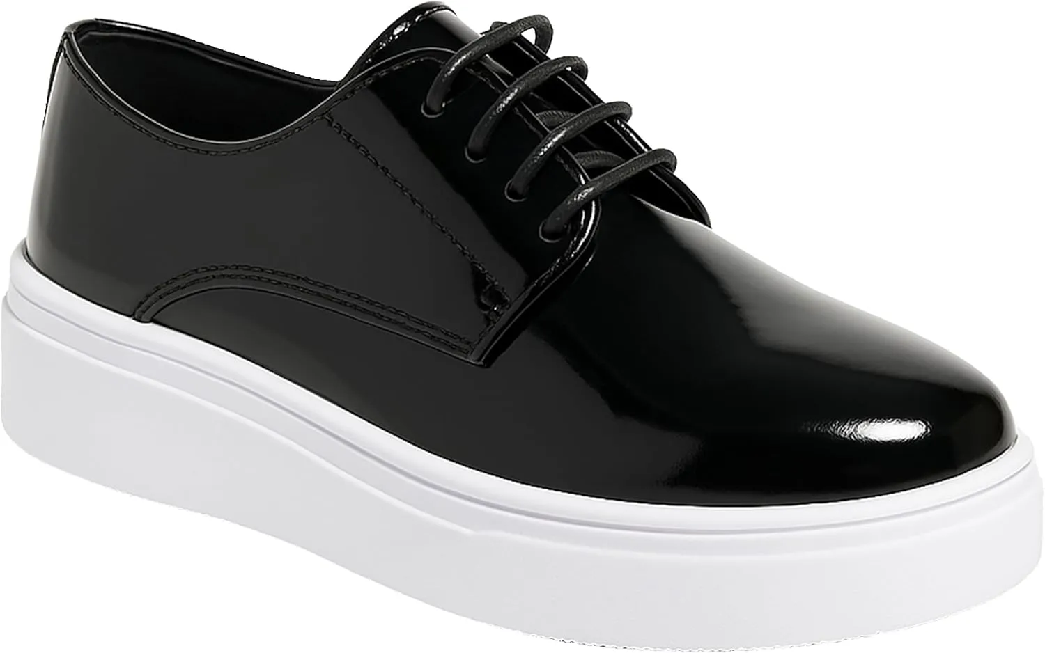 SIRRI Boys' Patent Platform Derby Shoes ?C Lace-Up Formal Smart Wedding & Prom Footwear