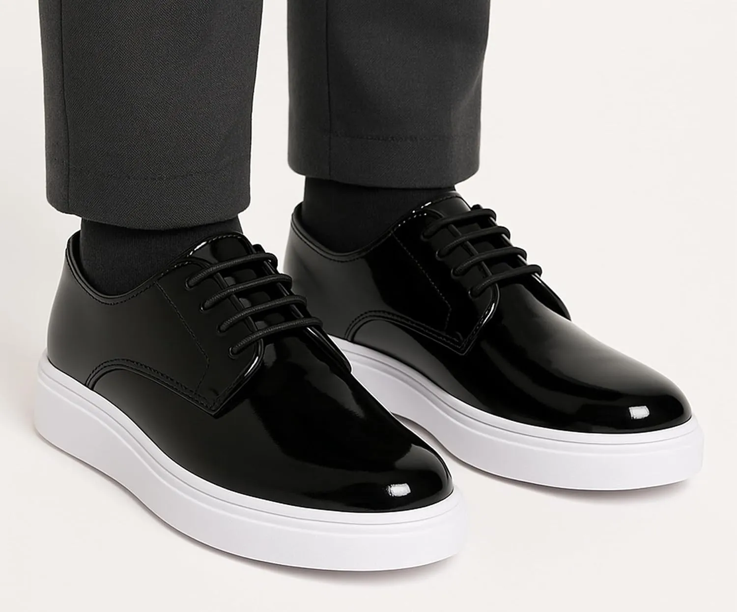 SIRRI Boys' Patent Platform Derby Shoes ?C Lace-Up Formal Smart Wedding & Prom Footwear