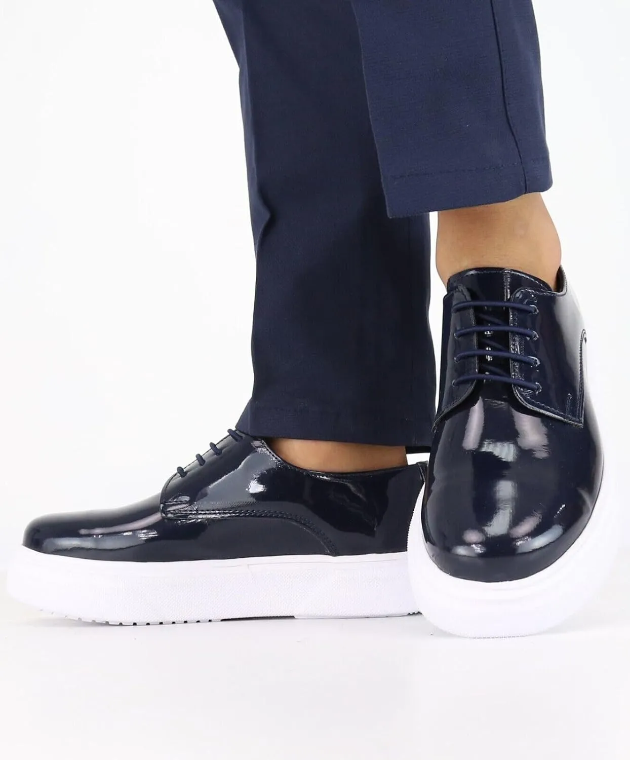 SIRRI Boys' Patent Platform Derby Shoes ?C Lace-Up Formal Smart Wedding & Prom Footwear