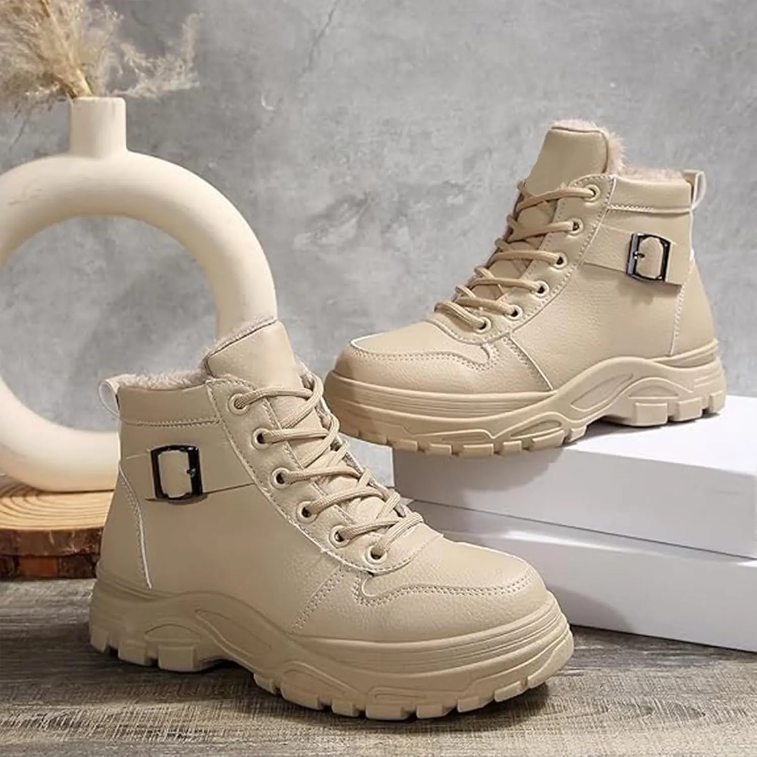 Snow Ankle Boots For Men Fu Lined Non-Slip Hiking Boots Women aterproof Winter Walking Shoes For Men