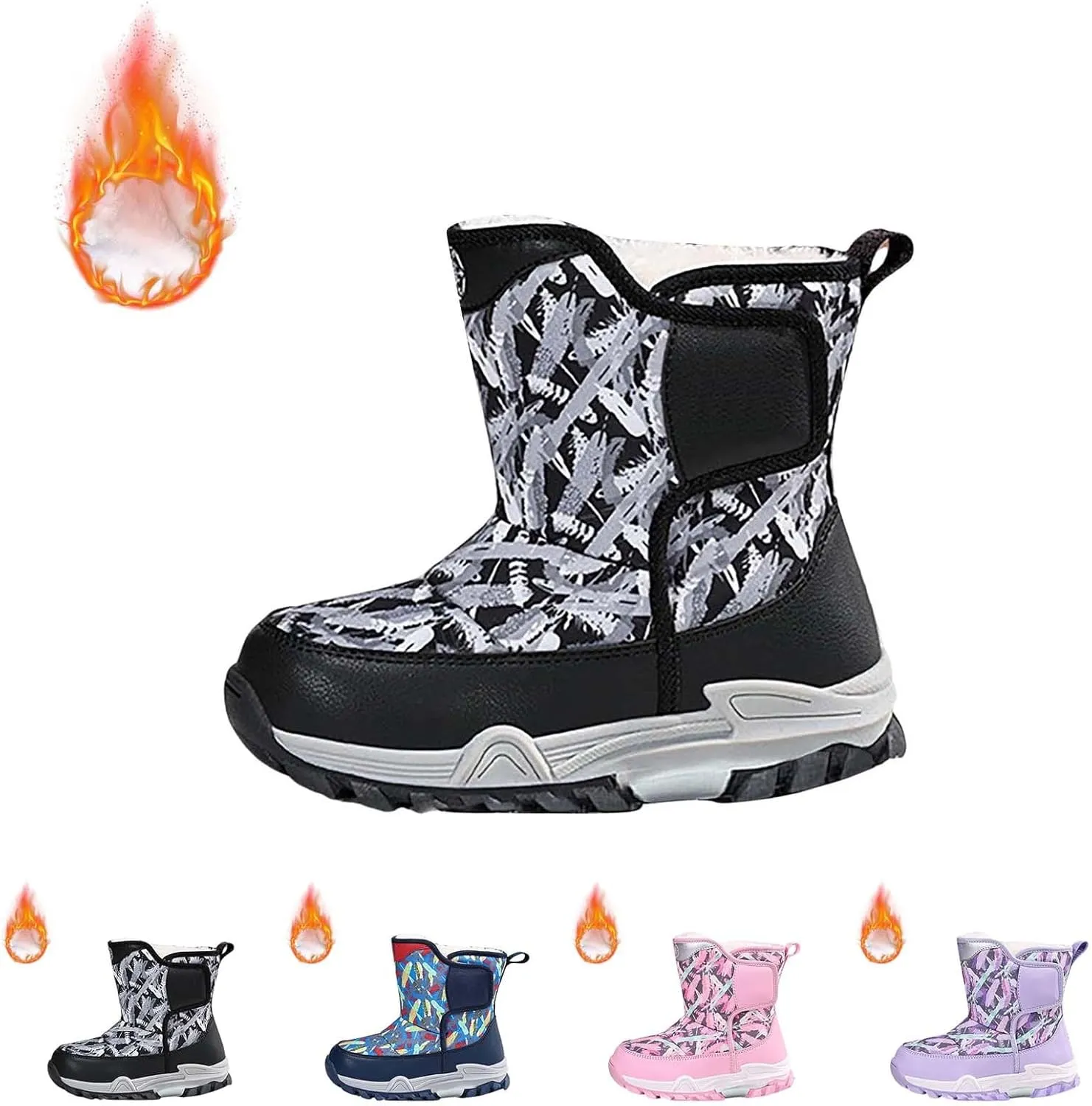 Snow Boots for Kids Boys Winter Warm Water??oof Insulated Fleece Lined Cozy Comfortable Outdoor Hiking Sneaker
