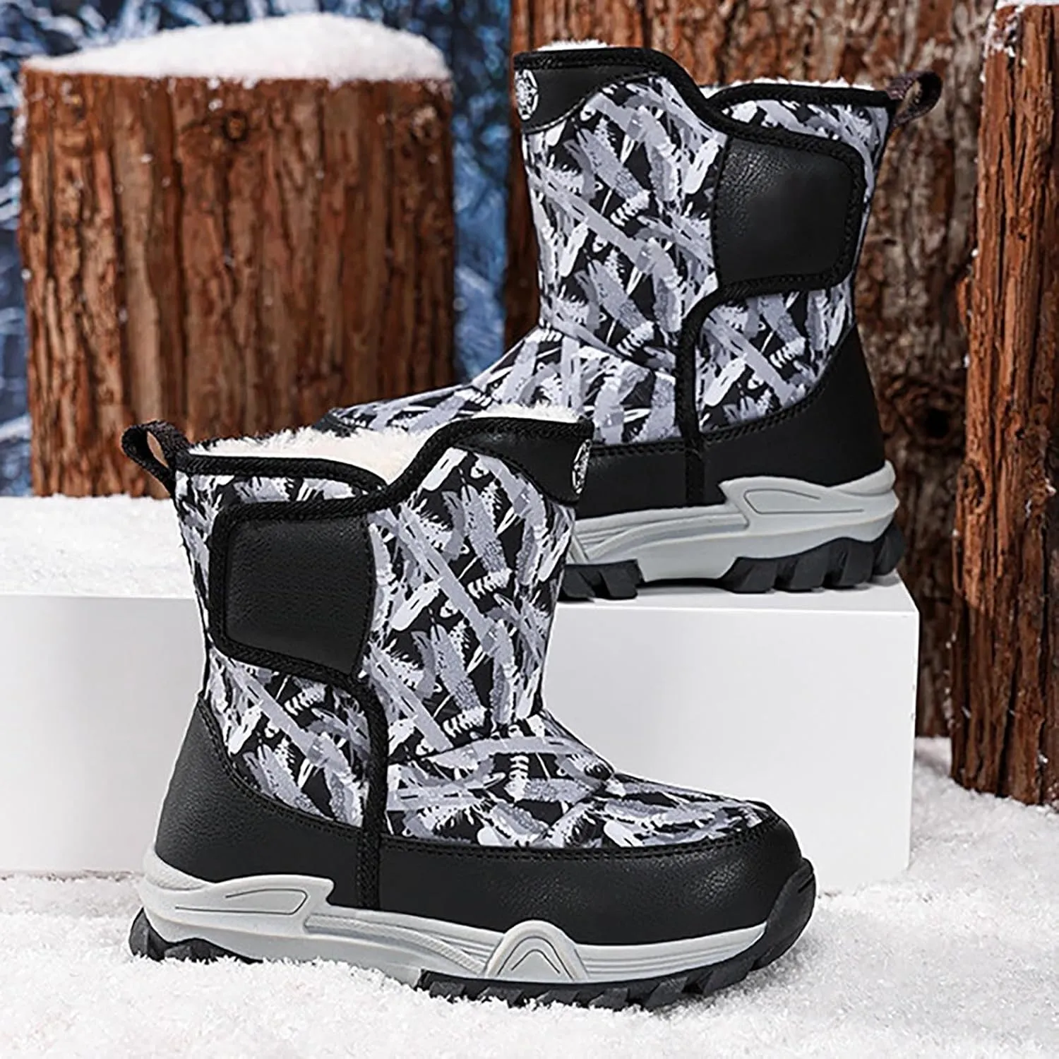 Snow Boots for Kids Boys Winter Warm Water??oof Insulated Fleece Lined Cozy Comfortable Outdoor Hiking Sneaker