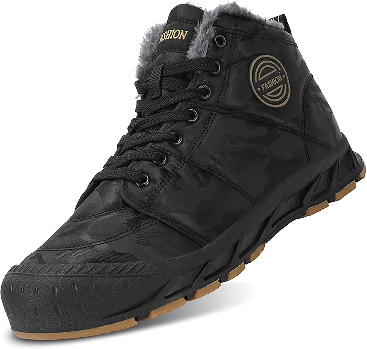 Snow Boots for Men Waterproof Furry Lined Warm Winter Boots Lace Up Cold-Weather Non-Slip Ankle Boots Comfortable Slip on Lightweight Hiking Shoes