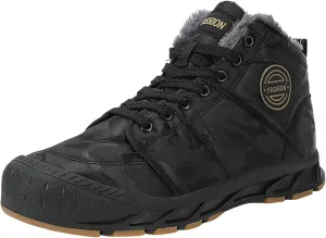 Snow Boots for Men Waterproof Furry Lined Warm Winter Boots Lace Up Cold-Weather Non-Slip Ankle Boots Comfortable Slip on Lightweight Hiking Shoes
