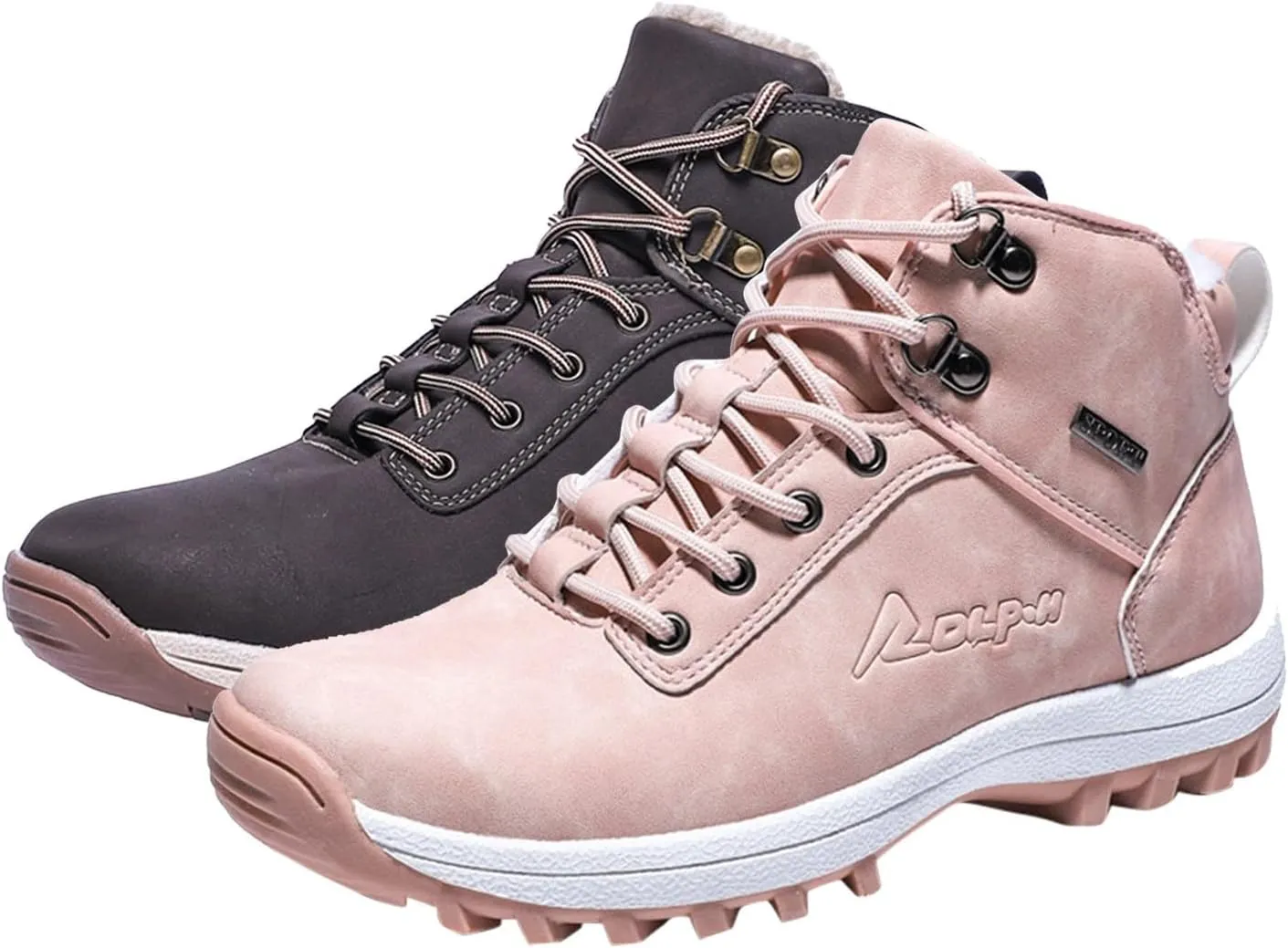 Snow Boots for Men Waterproof Furry Lined Warm Winter Boots Lace Up Vintage Non-Slip Ankle Boots Classic Slip on Lightweight Hiking Shoes