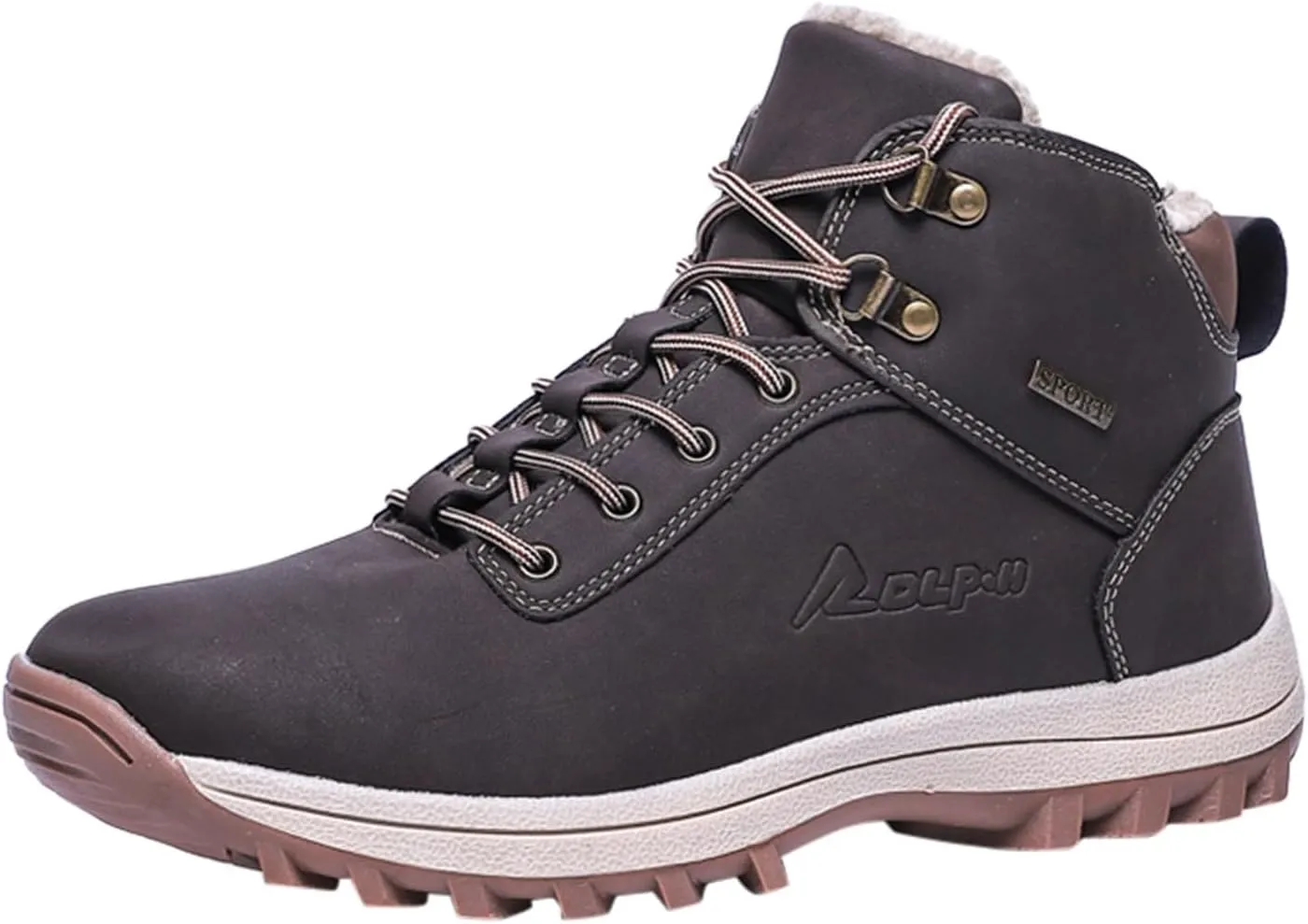 Snow Boots for Men Waterproof Furry Lined Warm Winter Boots Lace Up Vintage Non-Slip Ankle Boots Classic Slip on Lightweight Hiking Shoes