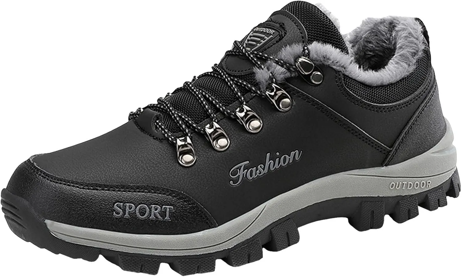 Snow Boots for Men Waterproof Fuzzy Furry Lined Winter Boots Lace Up Sneakers Cold Weather Anti-Slip Ankle Boots Slip on Athletic Hiking Walking Shoes Sneakers